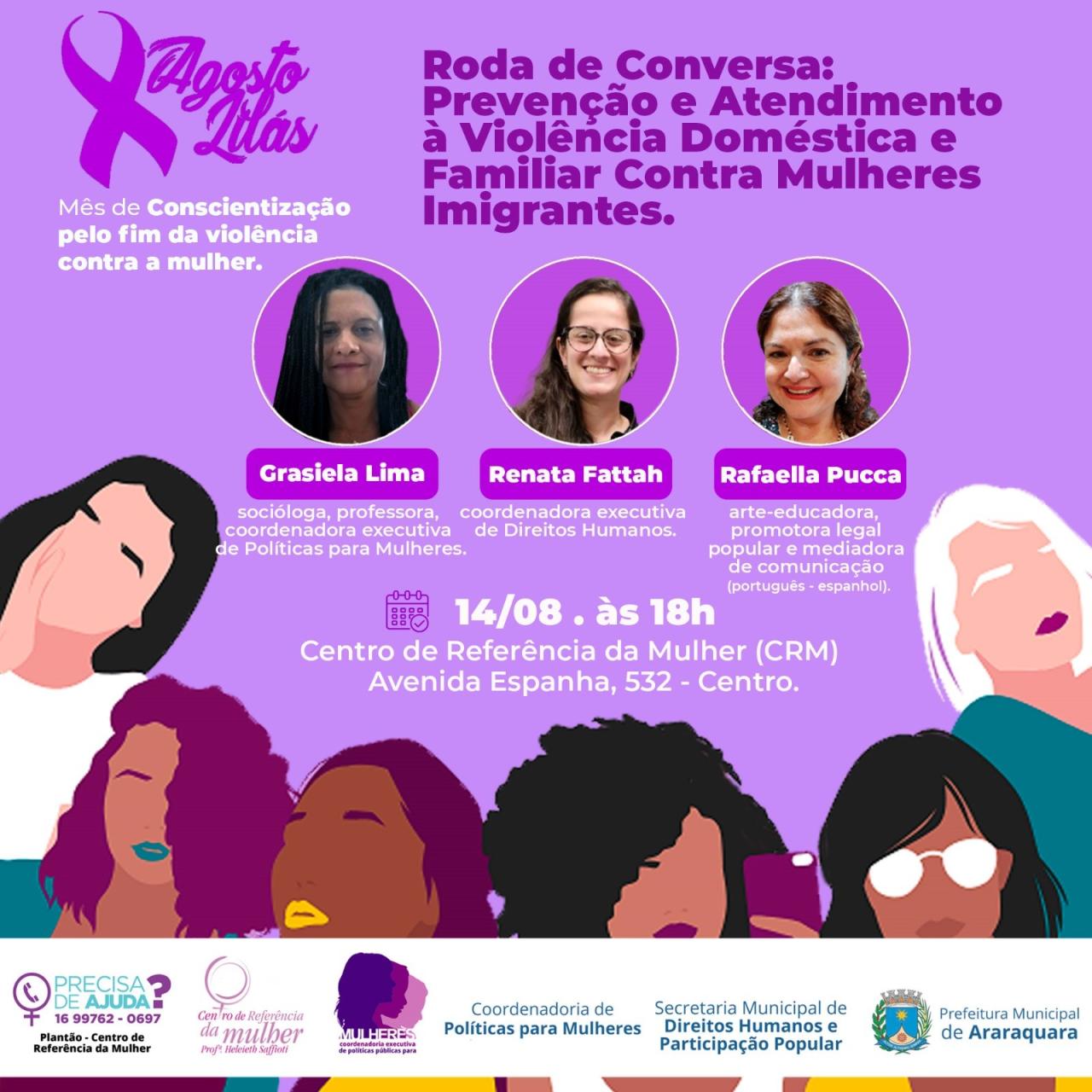 Agosto Lilás tem roda de conversa no Centro de Referência da Mulher!