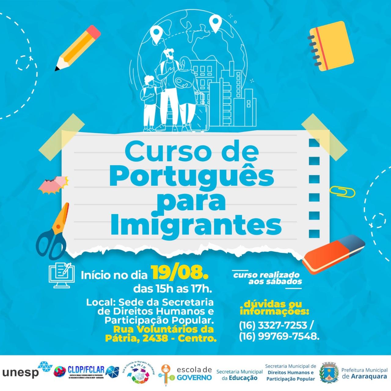 Curso de Português para Imigrantes  com matrículas abertas em Araraquara!