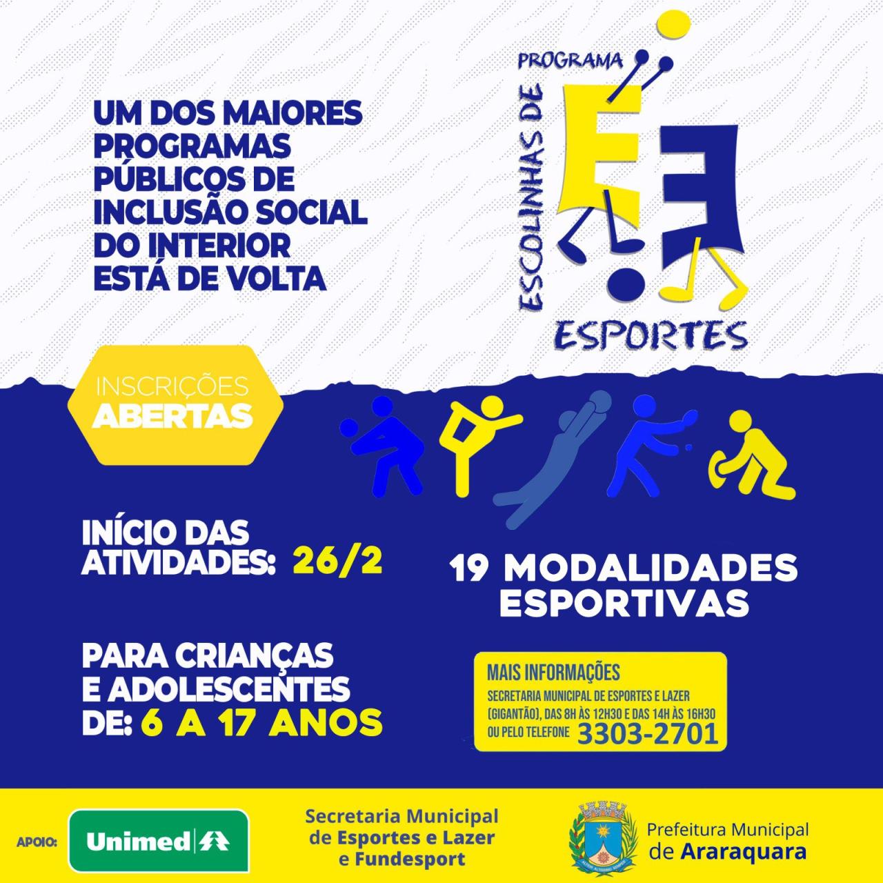 Escolinhas de Esportes 2024 tem inscrições abertas em Araraquara!