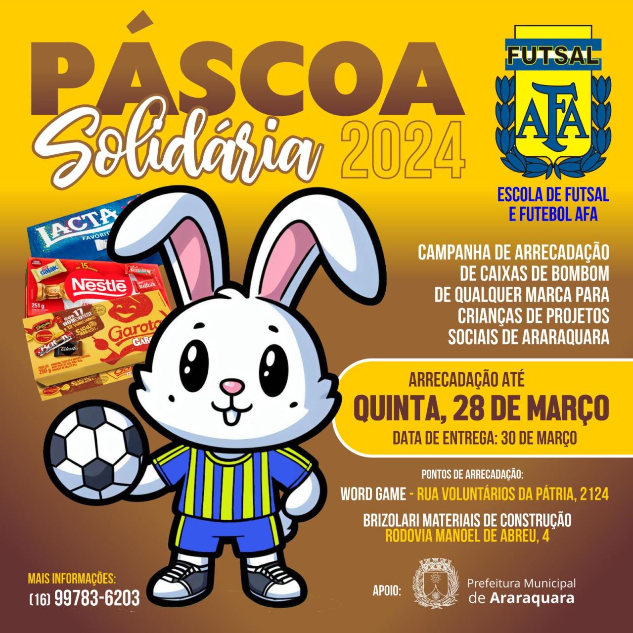 AFA Escola de Futebol e Futsal de Araraquara Páscoa Solidária 2024!