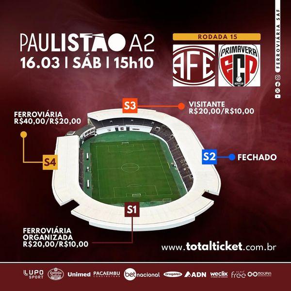 Ferroviária X Primavera - 15 rodada - Primeira fase Paulistão A2 2024!