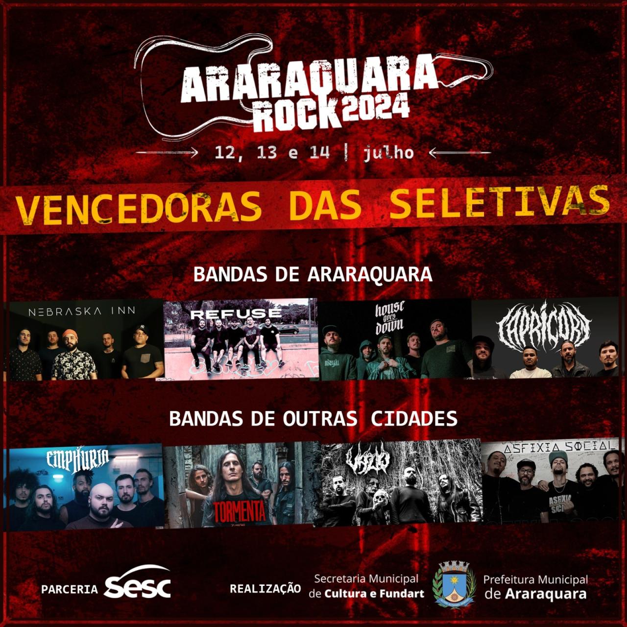 Organização divulga bandas selecionadas do Araraquara Rock 2024!