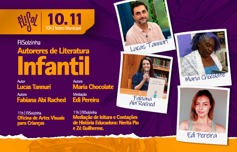 Quinta -feira 07/11 têm programação infantil na FliSol no Teatro Municipal de Araraquara!
