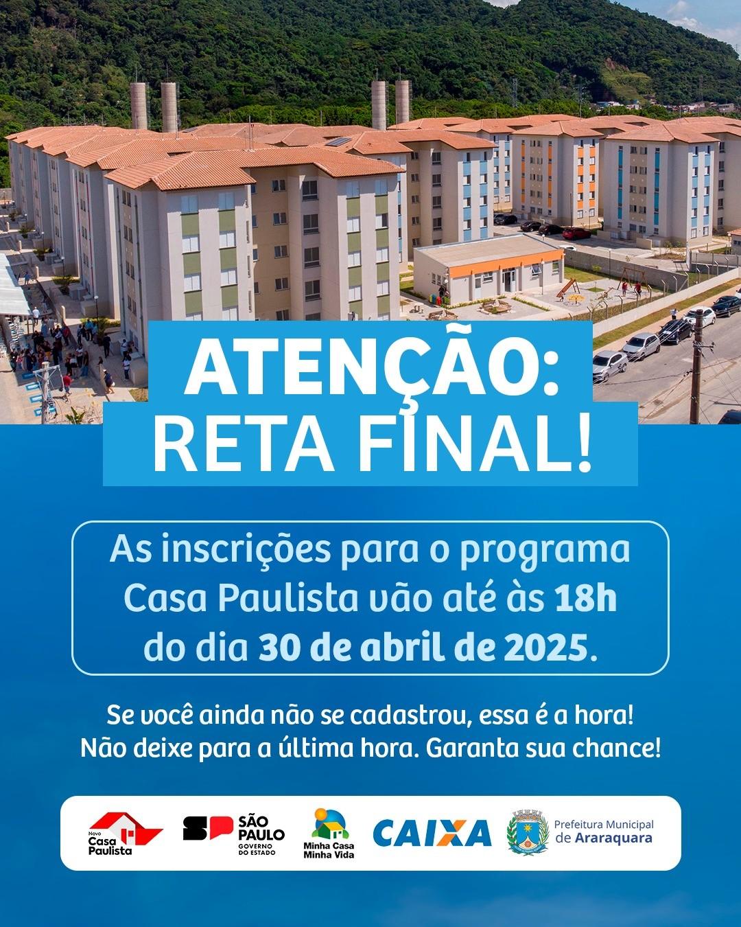 Inscrições para apartamentos do Programa Casa Paulista terminam na  quarta-feira 30 de Abril!
