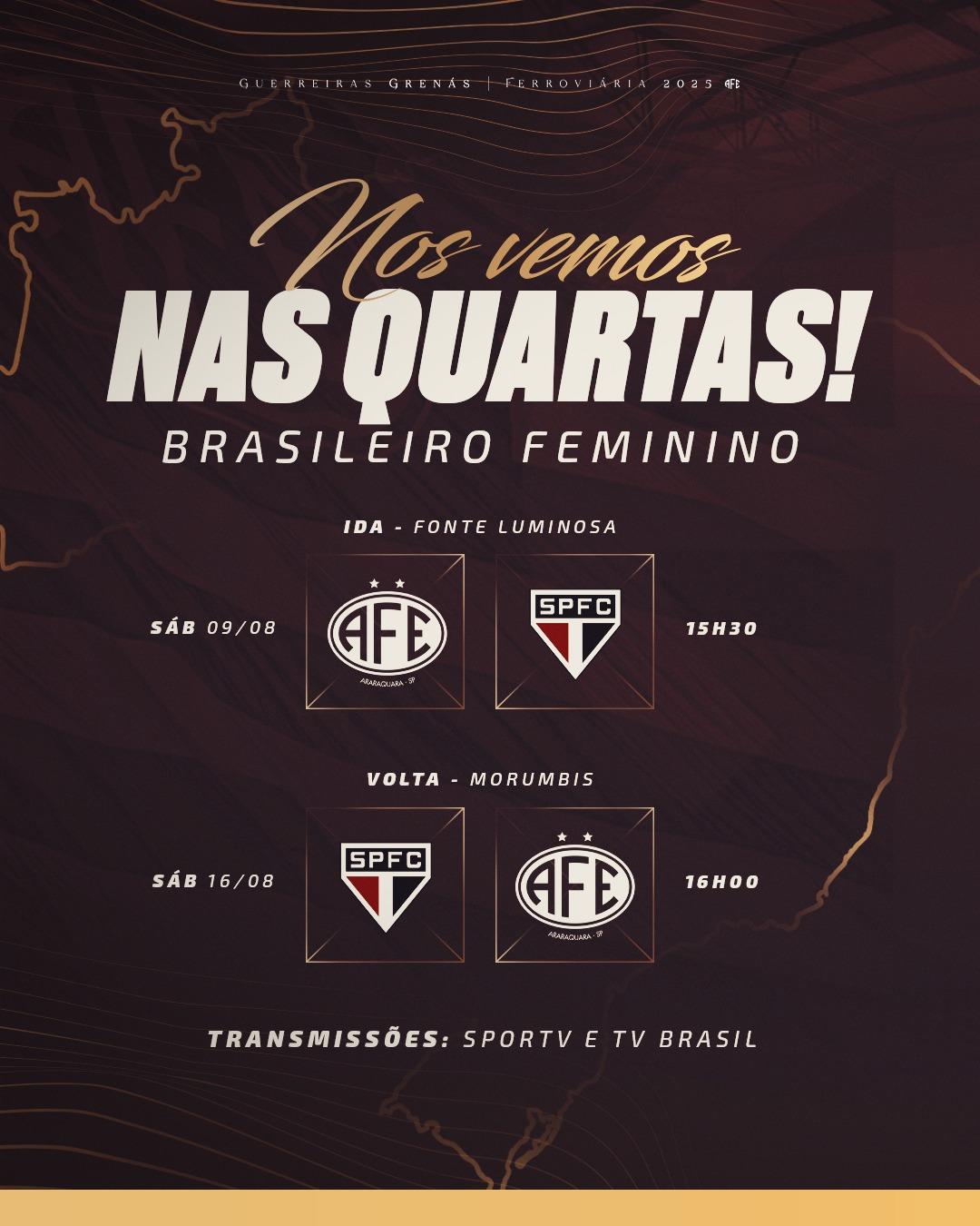 Tudo definido pelas quartas de final do Brasileiro Feminino 2025 entre Ferroviária e São Paulo!
