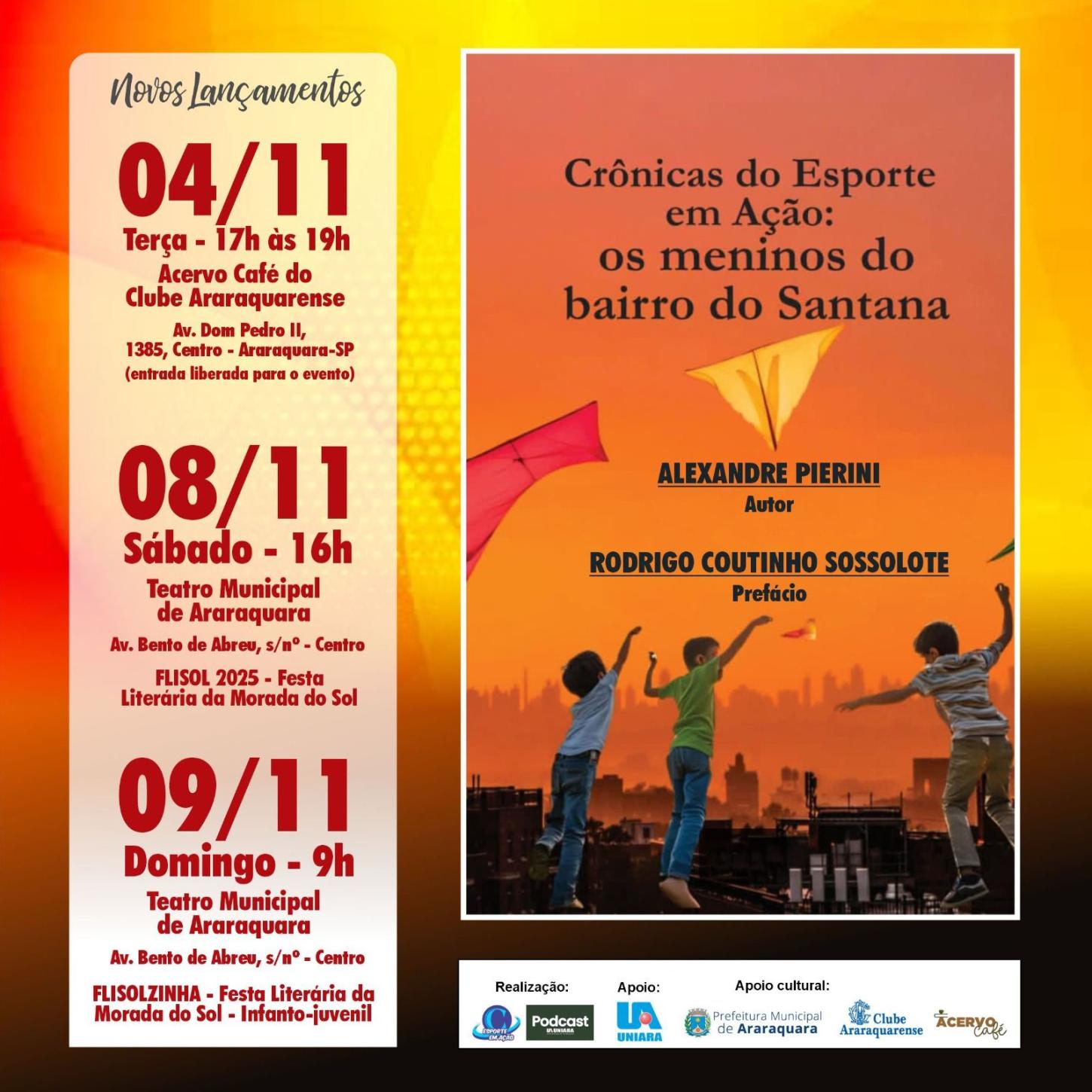 Lançamentos do Livro Crônicas do Esporte em Ação:Os Meninos do Bairro do Santana!Novembro de 2025!