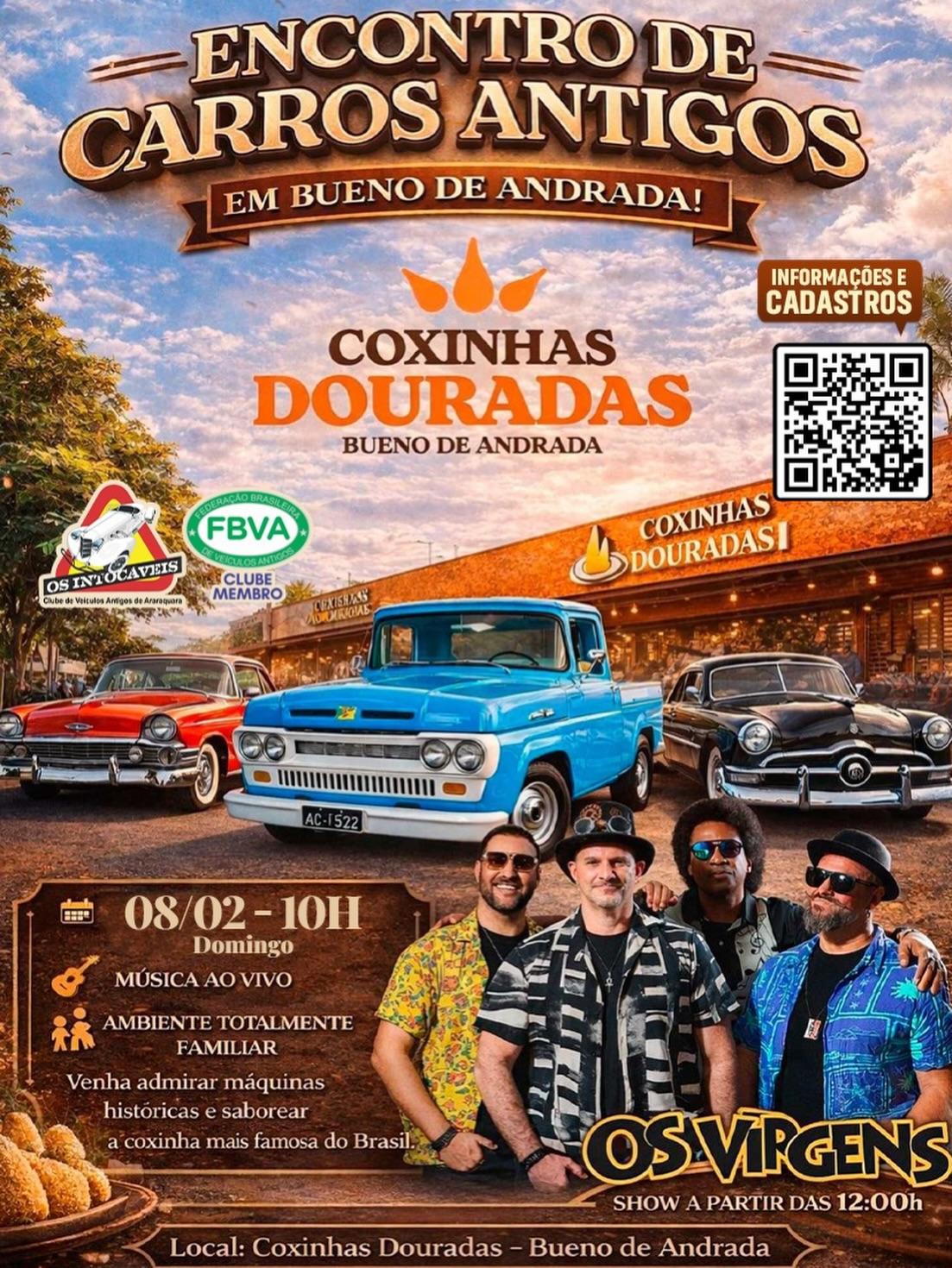 ENCONTRO DE CARROS ANTIGOS EM BUENO DE ANDRADA 2026 - COXINHAS DOURADAS DE BUENO DE ANDRADA!