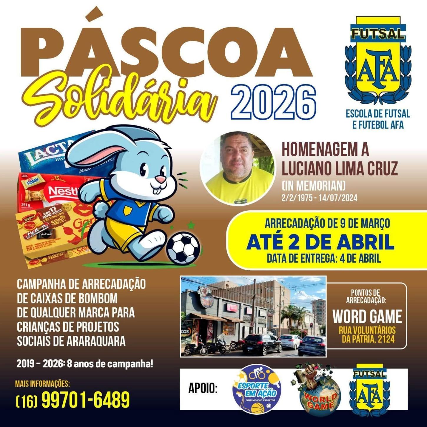 PÁSCOA SOLIDÁRIA AFFA 2026 - ESCOLA DE FUTEBOL E FUTSAL DE ARARAQUARA!