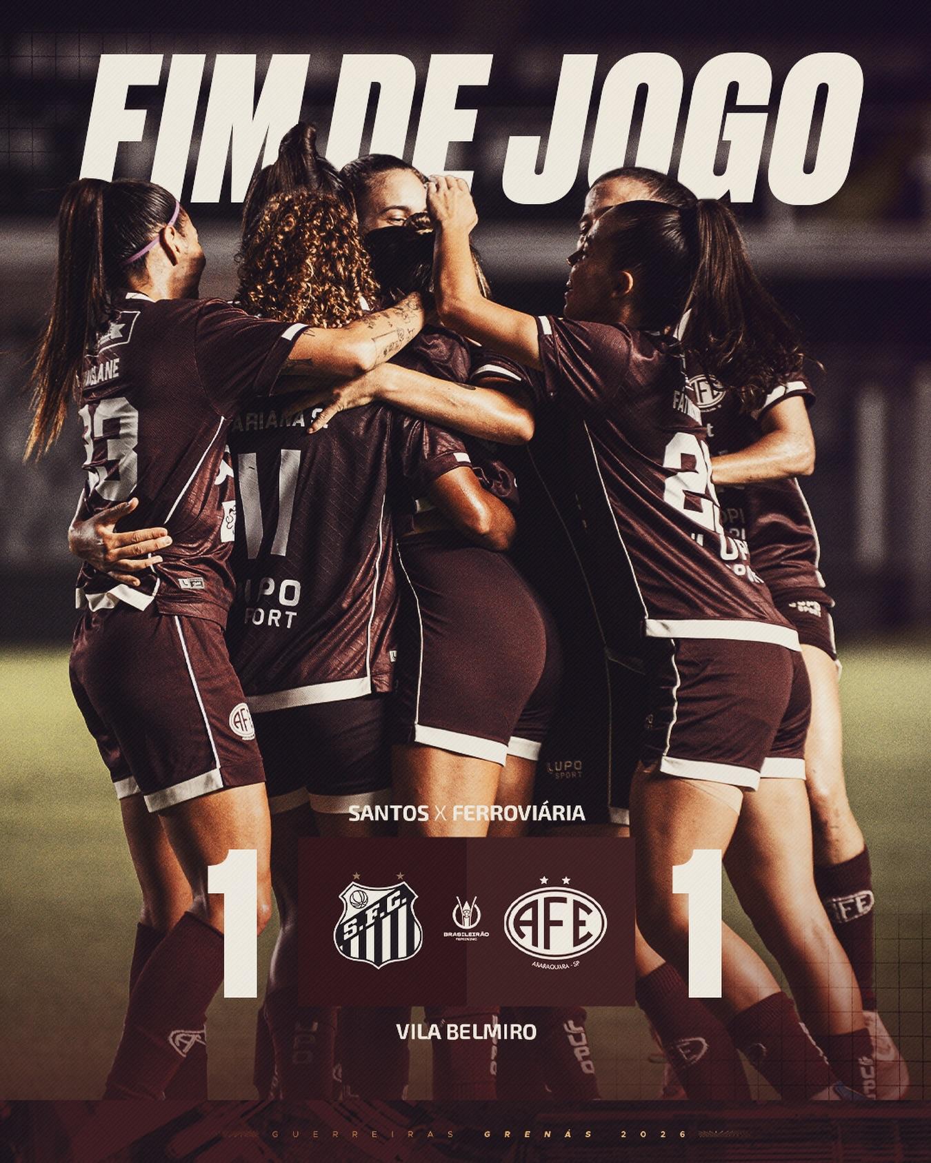 Guerreiras Grenás empataram em 1 a 1 com o Santos pelo Brasileiro Feminino 2026!