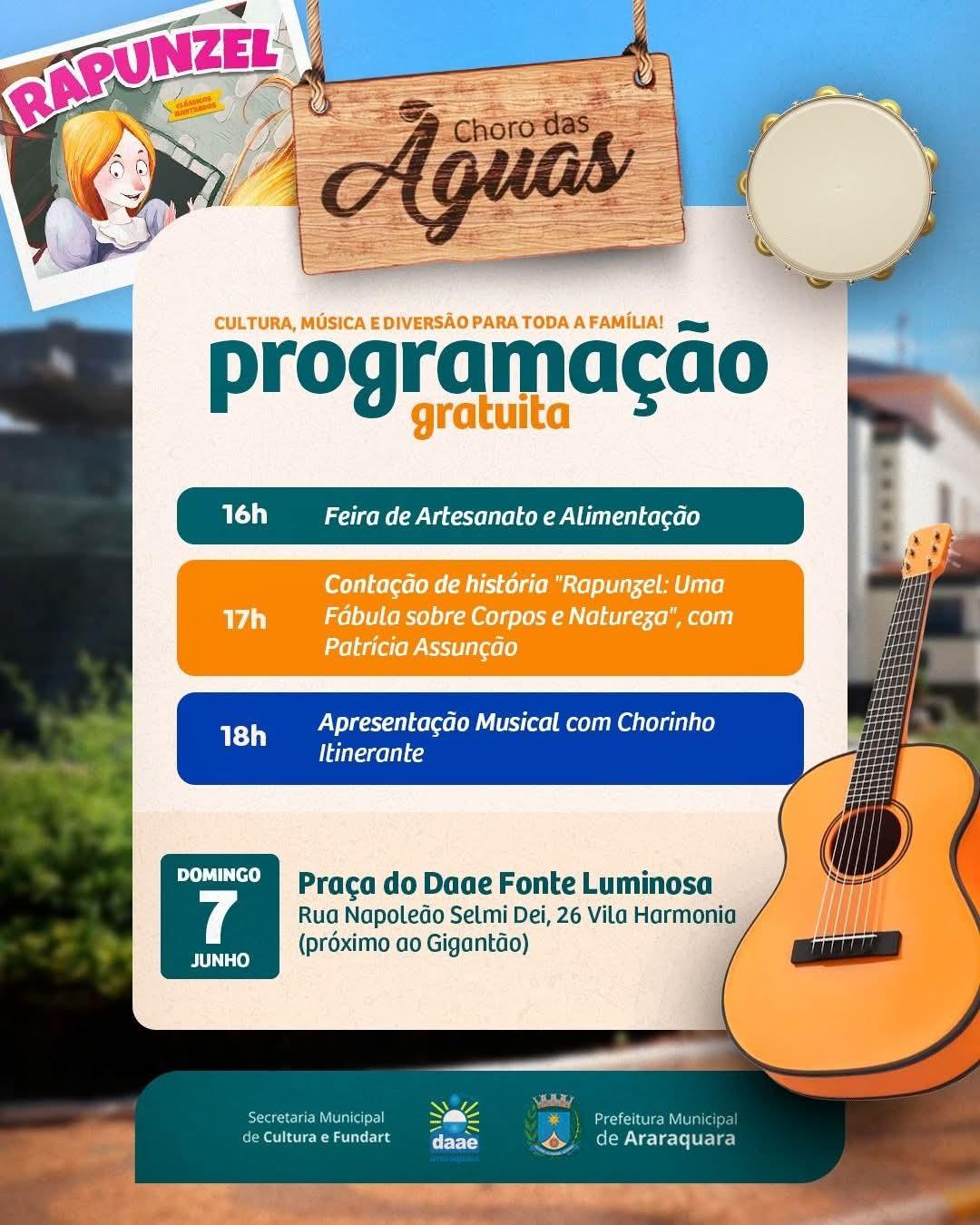 Chorinho Itinerante é destaque nesse Domingo 07/06 ao ar livre na Praça do DAAE em Araraquara!