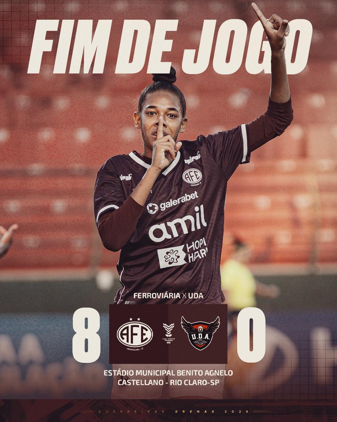  Ferroviária 8 X UDA - Terceira fase da Copa do Brasil Feminina 2026!