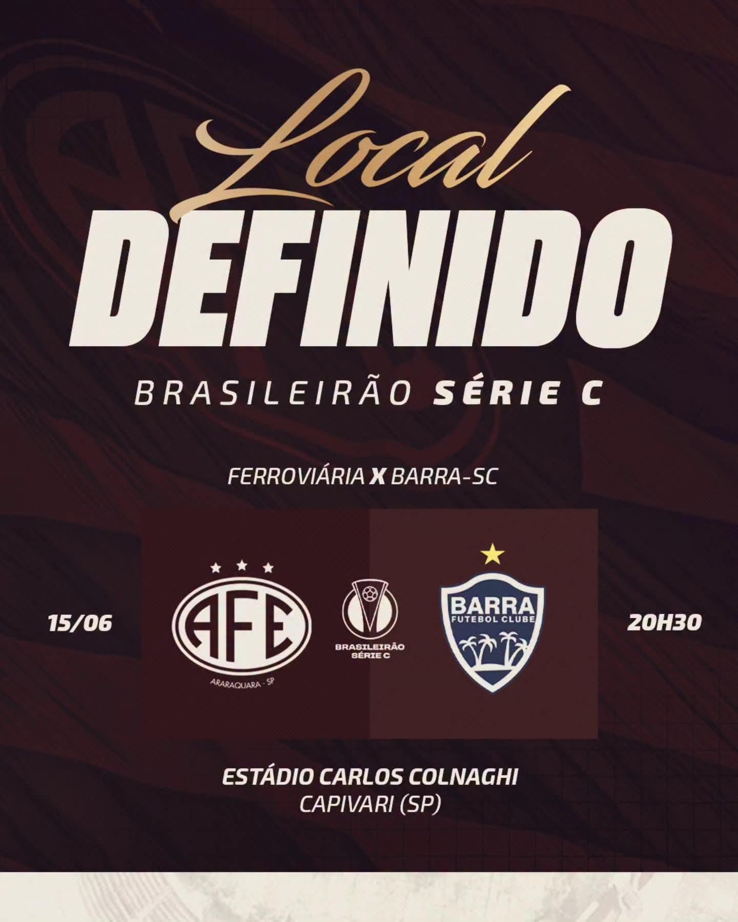 Jogo entre Ferroviária e Barra-SC será realizado em Capivari (SP)!