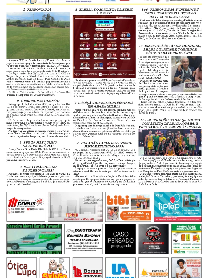 AS 12 DO SORÓ - FOLHA DA CIDADE DE ARARAQUARA!07/12/2023 - QUINTA-FEIRA COM LILIANE FISCARELLI!!