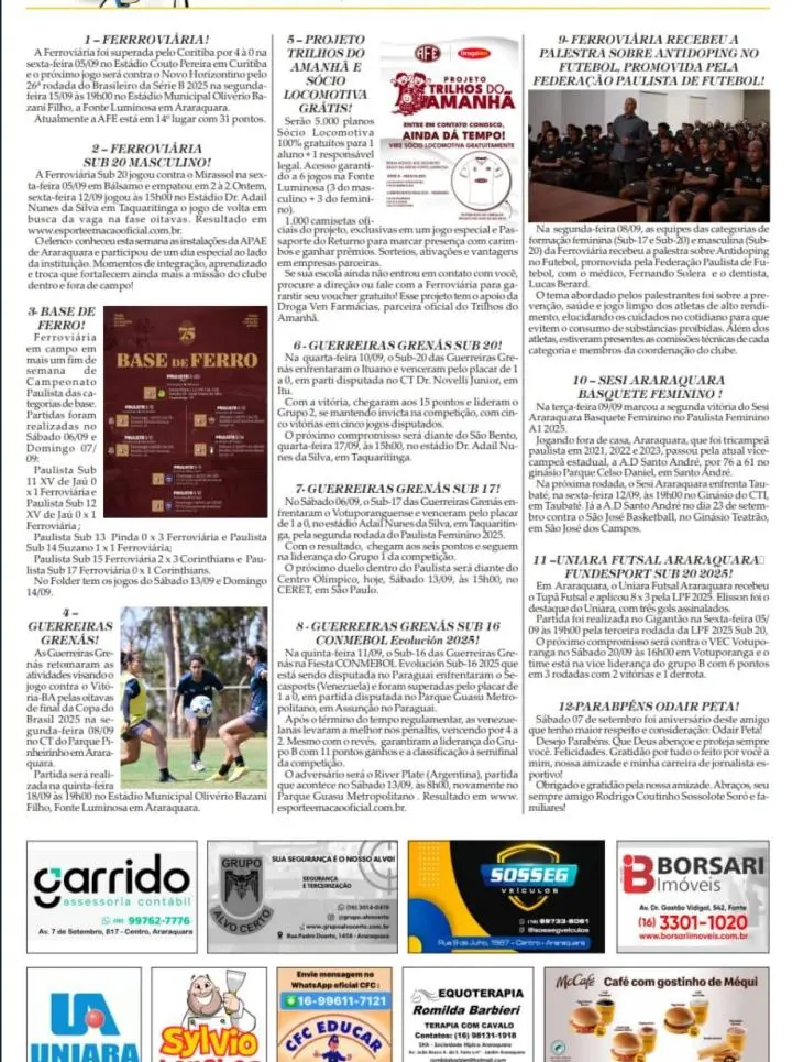 AS 12 DO SORÓ - FOLHA DA CIDADE DE ARARAQUARA - 13/09/2025 - SÁBADO!