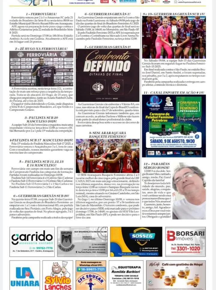 AS 12 DO SORÓ - FOLHA DA CIDADE DE ARARAQUARA - 14/08/2025 - QUINTA-FEIRA!