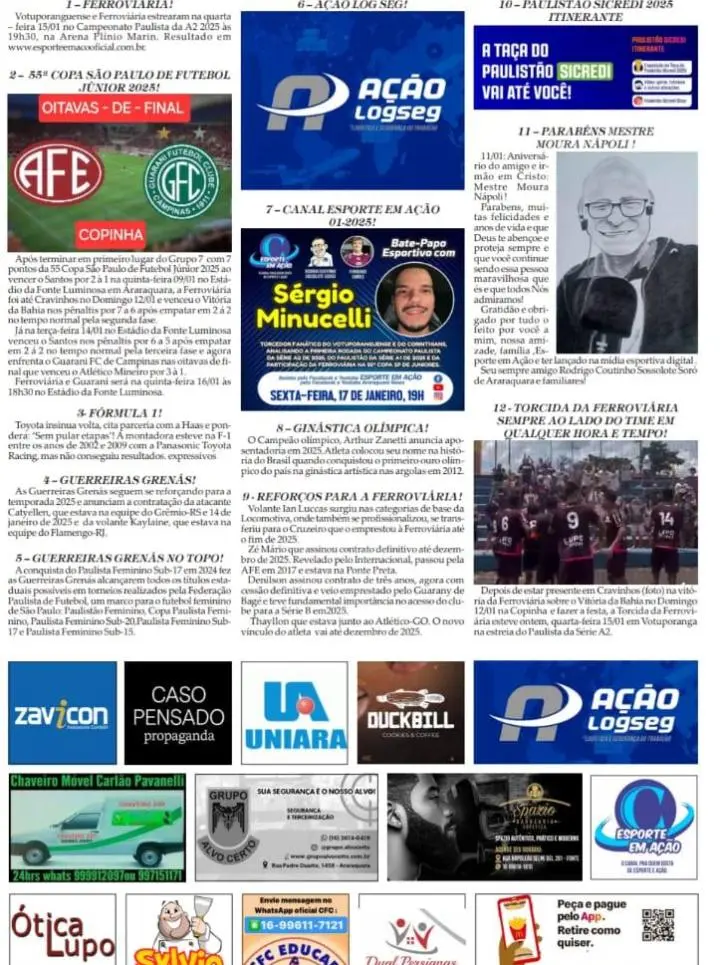 AS 12 DO SORÓ - FOLHA DA CIDADE DE ARARAQUARA! 16/01/2025 - QUINTA-FEIRA !