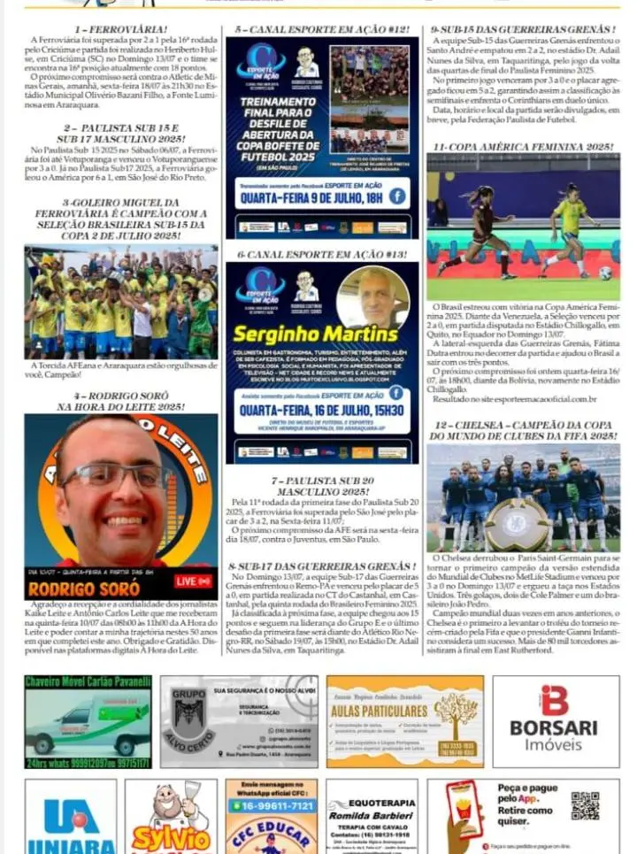 AS 12 DO SORÓ - FOLHA DA CIDADE DE ARARAQUARA - 17/07/2025 - QUINTA-FEIRA!