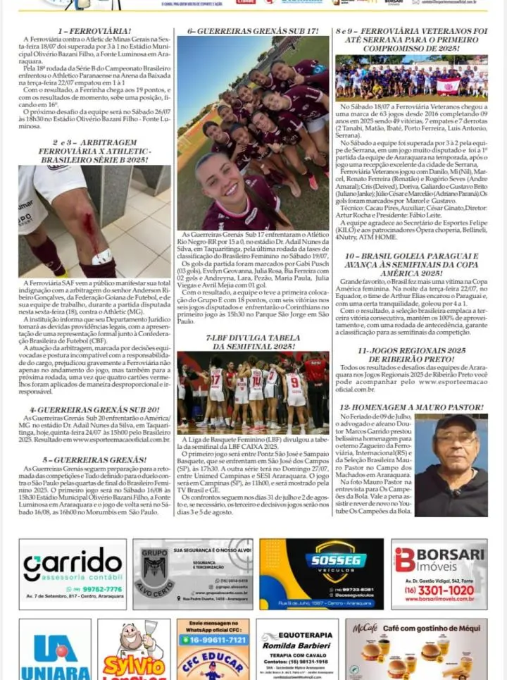 AS 12 DO SORÓ - FOLHA DA CIDADE DE ARARAQUARA - 24/07/2025 - QUINTA-FEIRA!