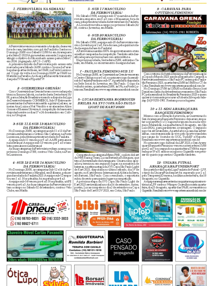 AS 12 DO SORÓ - FOLHA DA CIDADE DE ARARAQUARA!24/08/2023-  - QUINTA-FEIRA COM LILIANE FISCARELLI!