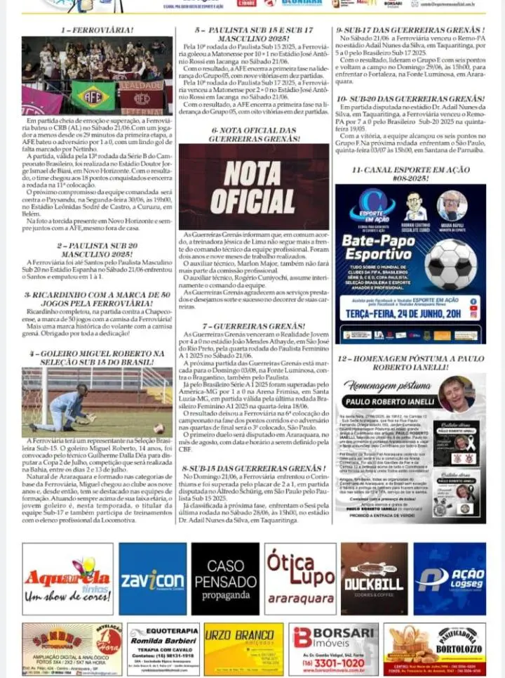 AS 12 DO SORÓ - FOLHA DA CIDADE DE ARARAQUARA -  26/06/2025 - QUINTA-FEIRA!