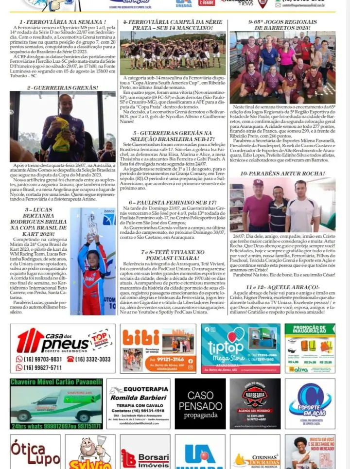 AS 12 DO SORÓ - FOLHA DA CIDADE DE ARARAQUARA!27/07/2023-  - QUINTA-FEIRA COM LILIANE FISCARELLI!