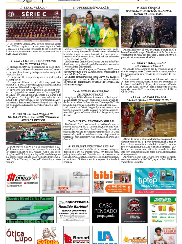 AS 12 DO SORÓ - FOLHA DA CIDADE DE ARARAQUARA!29/09/2023 - SEXTA-FEIRA COM LILIANE FISCARELLI!