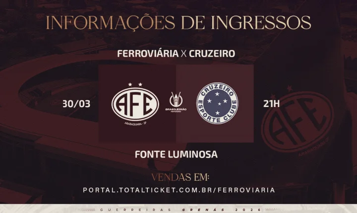 Brasileirão Feminino 2026: Ingressos para Guerreiras Grenás x Cruzeiro-MG já estão à venda !