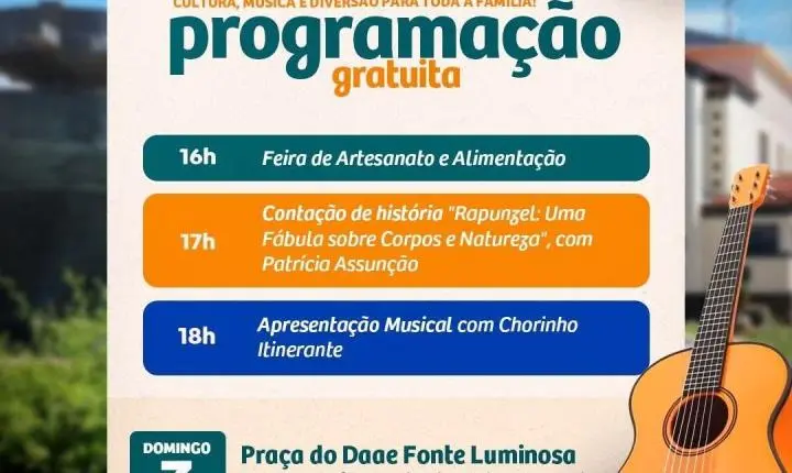 Chorinho Itinerante é destaque nesse Domingo 07/06 ao ar livre na Praça do DAAE em Araraquara!