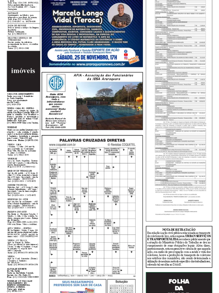 CLASSIFOLHA - FOLHA DA CIDADE DE ARARAQUARA!25/11/2023 - SÁBADO COM LILIANE FISCARELLI!!