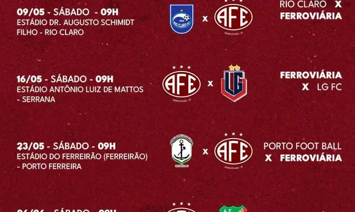 Confira os desafios da fase inicial da Ferroviária no Sub-15 no Paulistão 2026!