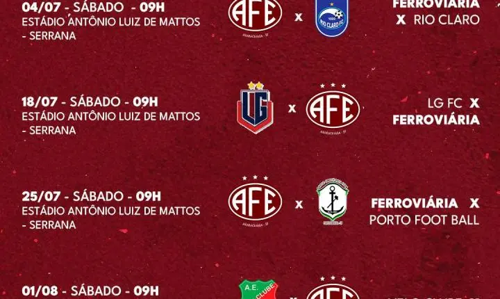 Confira os desafios da fase inicial da Ferroviária no Sub-15 no Paulistão 2026!