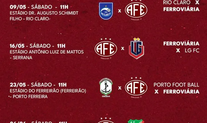Confira os desafios da fase inicial da Ferroviária Sub-17 no Paulistão 2026!