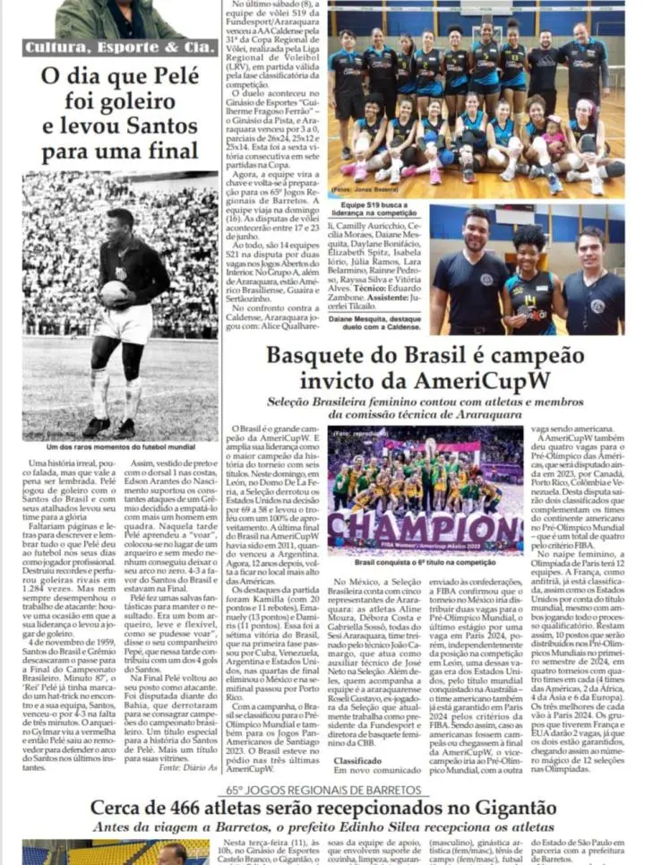 CULTURA, ESPORTE E LAZER DA FOLHA DA CIDADE DE ARARAQUARA!11/07/2023  - TERCA-FEIRA COM JONAS BEZERRA!