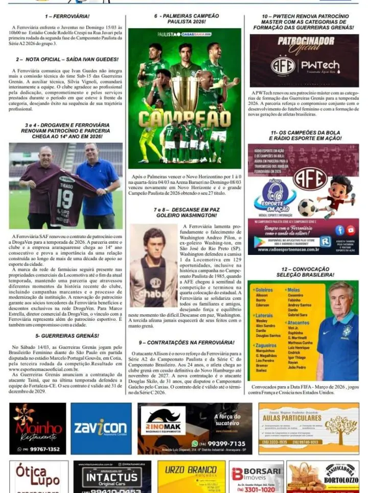 EDIÇÃO 00020 - ESPORTE EM AÇÃO COMUNICAÇÃO ESPORTIVA - 13/03/2026 - SEXTA-FEIRA!