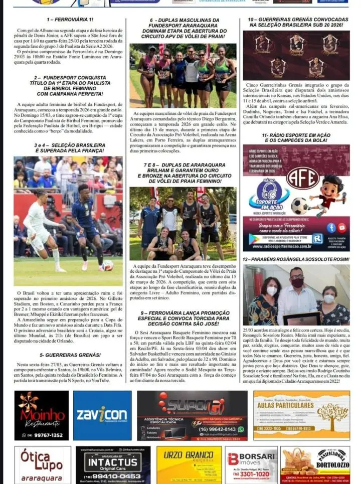 EDIÇÃO 00024 - ESPORTE EM AÇÃO COMUNICAÇÃO ESPORTIVA - 27/03/2026 - SEXTA-FEIRA!