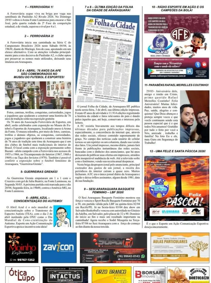 EDIÇÃO 00026 - ESPORTE EM AÇÃO COMUNICAÇÃO ESPORTIVA - 03/04/2026 - SEXTA-FEIRA!