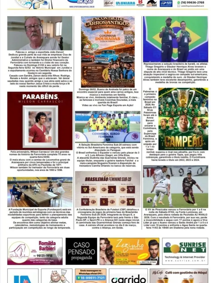 EDIÇÃO 0011 - ESPORTE EM AÇÃO COMUNICAÇÃO ESPORTIVA - 09/02/2026 - SEGUNDA-FEIRA!