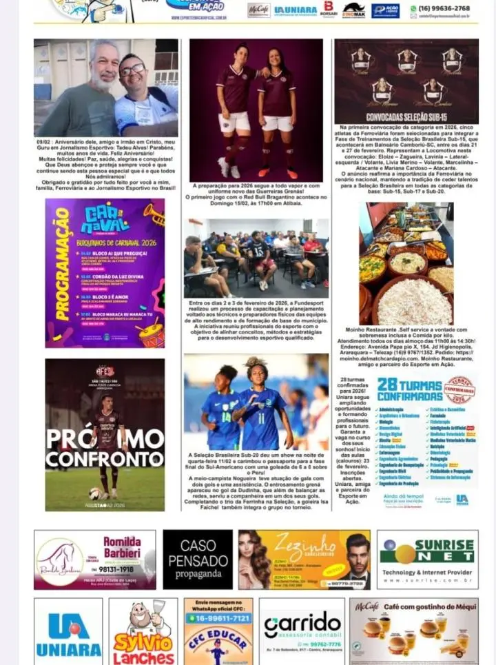 EDIÇÃO 0013 - ESPORTE EM AÇÃO COMUNICAÇÃO ESPORTIVA - 14/02/2026 - SÁBADO!