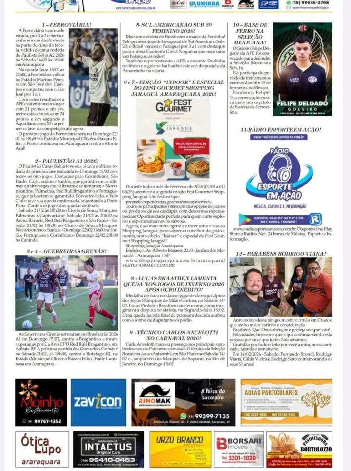 EDIÇÃO 0014 - ESPORTE EM AÇÃO COMUNICAÇÃO ESPORTIVA - 19/02/2026 - QUINTA-FEIRA!