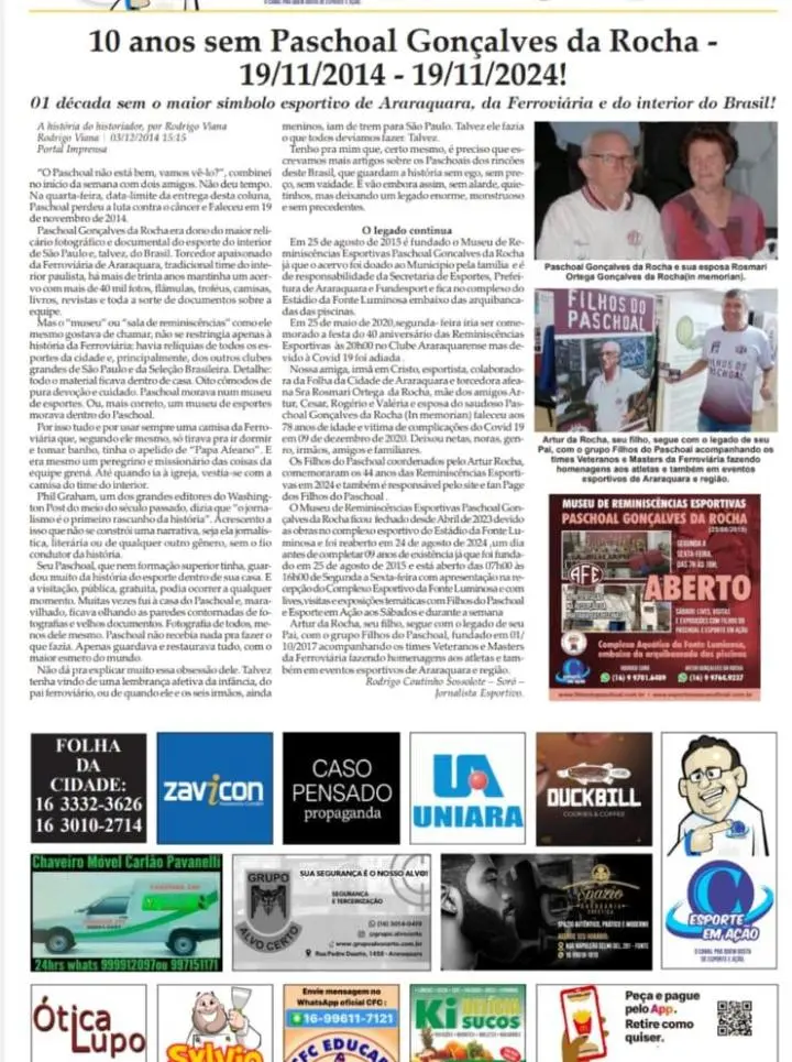 FATOS E FOTOS - FOLHA DA CIDADE DE ARARAQUARA! 20/11/2024 - QUARTA-FEIRA !
