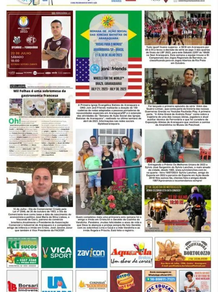 FATOS E FOTOS - FOLHA DA CIDADE DE ARARAQUARA!22/07/2023- - SÁBADO COM LILIANE FISCARELLI!