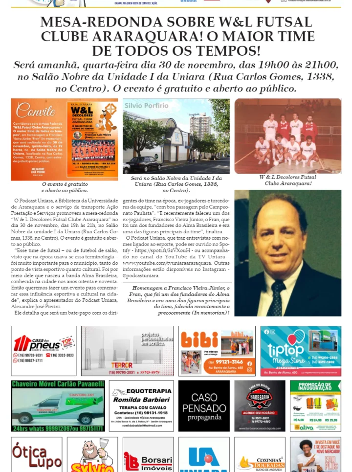 FATOS E FOTOS - FOLHA DA CIDADE DE ARARAQUARA!29/11/2023 - QUARTA-FEIRA COM LILIANE FISCARELLI!!