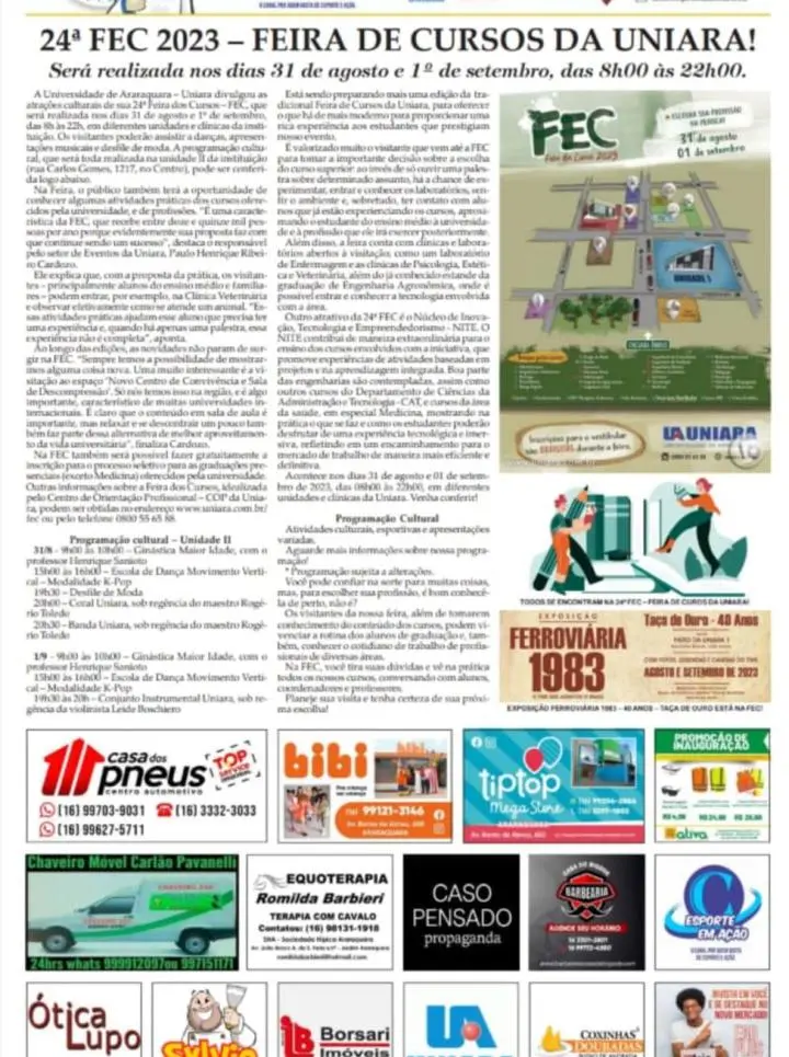 FATOS E FOTOS - FOLHA DA CIDADE DE ARARAQUARA!30/08/2023 - QUARTA-FEIRA COM LILIANE FISCARELLI!