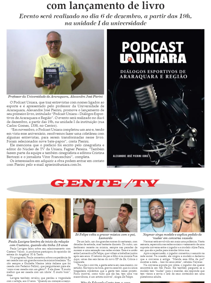 FOLHA DOIS - FOLHA DA CIDADE DE ARARAQUARA!29/11/2023 - QUARTA-FEIRA COM LILIANE FISCARELLI!!