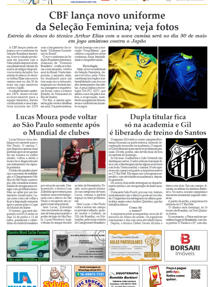 FUTEBOL - FOLHA DA CIDADE DE ARARAQUARA - 16/05/2025 -SEXTA-FEIRA!