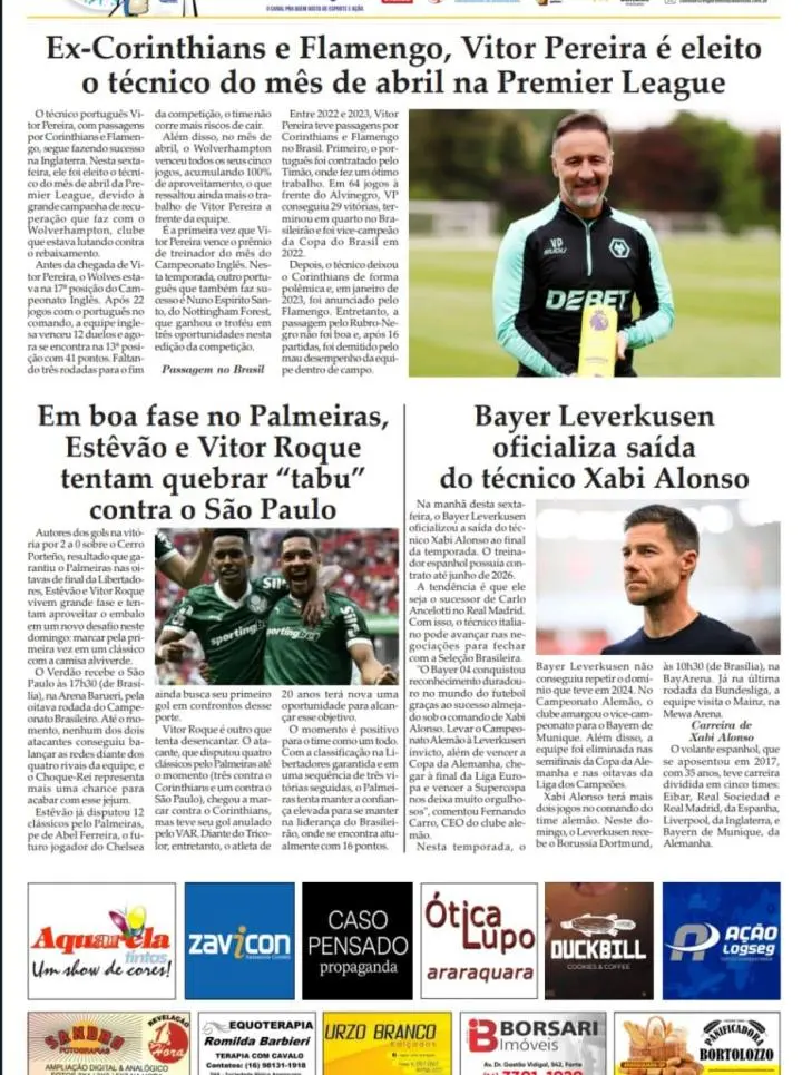 FUTEBOL - FOLHA DA CIDADE DE ARARAQUARA - 10/05/2025 -SÁBADO!