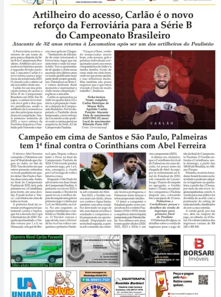 FUTEBOL - FOLHA DA CIDADE DE ARARAQUARA - 14/03/2025 - SEXTA-FEIRA!
