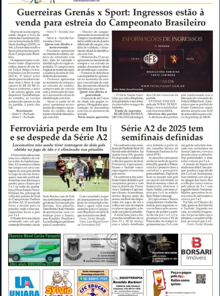 FUTEBOL - FOLHA DA CIDADE DE ARARAQUARA - 21/03/2025 - SEXTA-FEIRA!