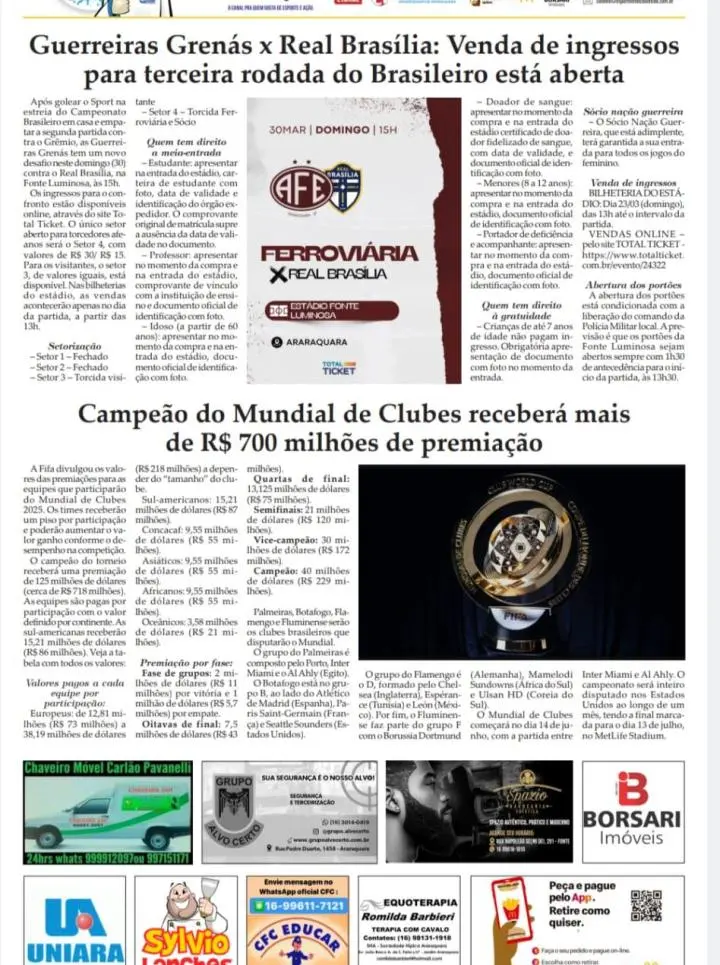 FUTEBOL - FOLHA DA CIDADE DE ARARAQUARA - 28/03/2025 - SEXTA-FEIRA!
